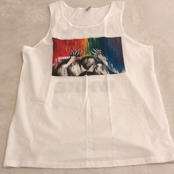 The Get Real Movement Other - White Tank, brand new but with small stain